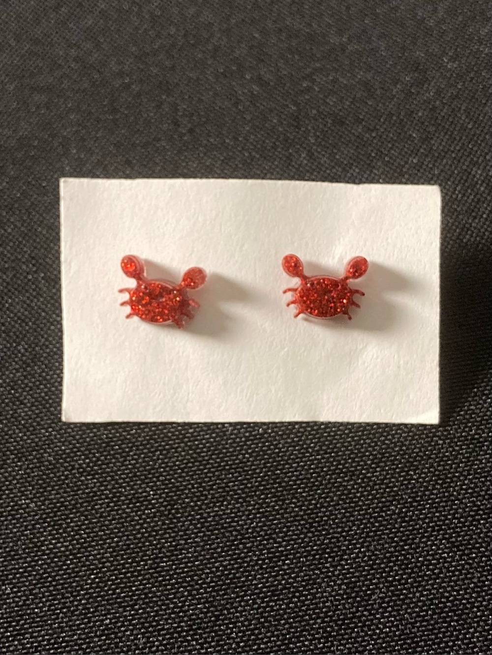 Handmade Red Glittery Mini Resin Crab Stud Earrings